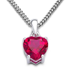 Byjoy 925 Sterling Silver Heart Shaped Ruby Pendant on a Curb ...