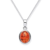 MiChic Jewellery Silver and Amber Oval Pendant with 46 cm Chain