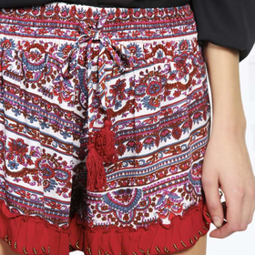 Riz Tassle Trim Paisley Print Shorts