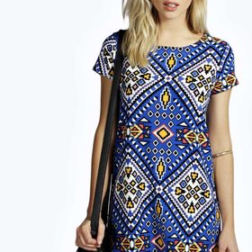 Lorraine Bold Aztec Shift Dress