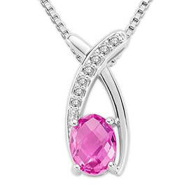 Byjoy 925 Sterling Silver Oval Shape Pink Sapphire Pendant on ...