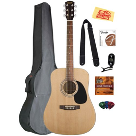 Fender Squier Acoustic Guitar Bundle with Gearlux Gig Bag, Au...