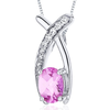 Revoni 925 Sterling Silver Oval Cut Pink Sapphire Pendant with Necklace of 46cm