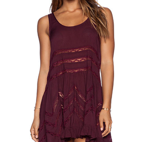 Free People Tiny Dot Trapeze Slip in Mauve