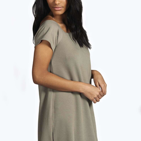 Isla Zip Detail Slash Neck Shift Dress