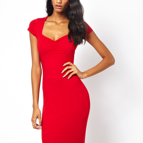 ASOS Bodycon Dress With Ruched Bust And Short Sleeves