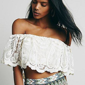 Jen's Pirate Booty Womens Jen's Pirate Booty Lace Off Shoulder Crop