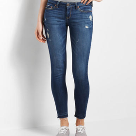 Dark Wash Destroyed Ankle Jegging