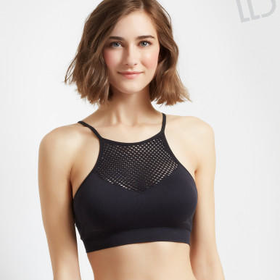 LLD High-Neck Mesh Accent Sports Bra