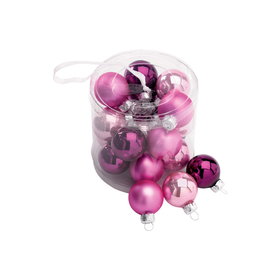 Pack of 20 Pink (Girls) Mini Glass Baubles