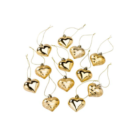 Pack of 12 Gold Glittered Hearts