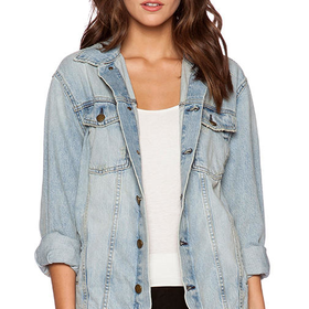 Current/Elliott The Oversized Trucker Jacket in Sealine