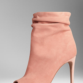 Suede Peep-Toe Boots