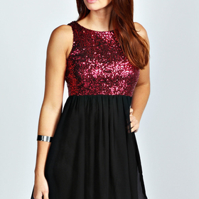 Rosie Open Back Sequin Skater Dress