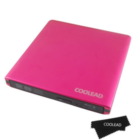 Coolead External USB 3.0 Blu-Ray Reader Combo DVD-RW Writer - Red/Pink