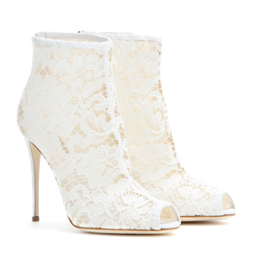 Lace peep-toe ankle boots