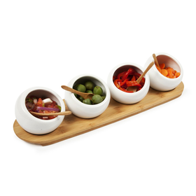 4-Pc. Bamboo and Ceramic Entertainment Set