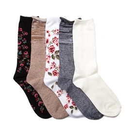 Tween Floral Crew Socks 5 Pack
