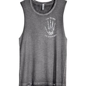 H&M - Tank Top with Printed Design - Gray - Ladies