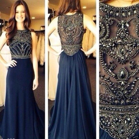 Evening Dress Prom Gown Chiffon Beading Party Formal Dress Long Occasion Dress