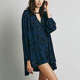 Free People Womens Floral Foil Print Swing Tunic