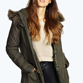 Freya Quilted Sleeve Fur Trim Hooded Parka