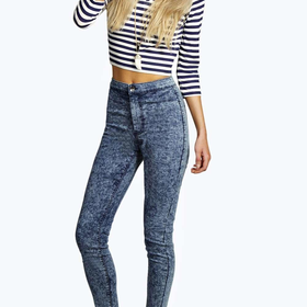 Lara High Waisted Super Skinny Acid Wash Jeans