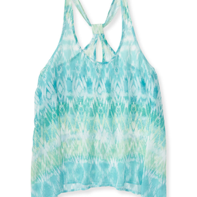 Sheer Watercolor Ikat Looped Racerback Tank