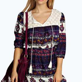 Tammy Printed Crochet Dress