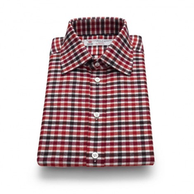 Exclusive Brushed Cotton Shirt in Red and White Check