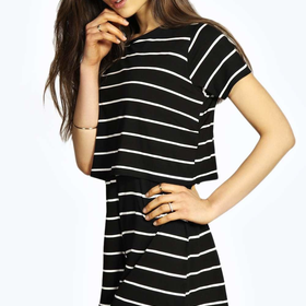 Christa Striped Tshirt Style Casual Playsuit