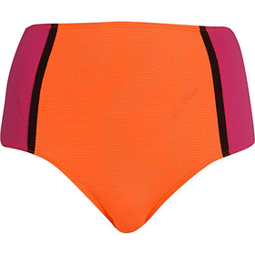 River Island Womens Pink color block high waisted bikini bottoms