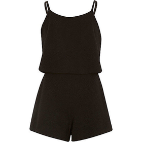 River Island Girls black textured double layer Romper