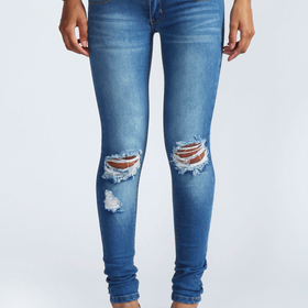 Loren Distressed Rip Knee Skinny Jeans