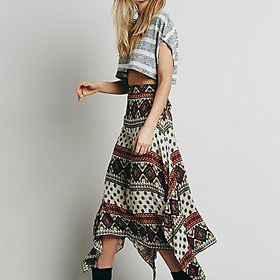 Free People Womens Arabella Printed Maxi Skirt