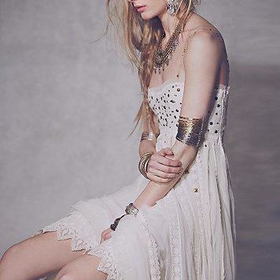 Free People Womens Studded Lace Party Dress