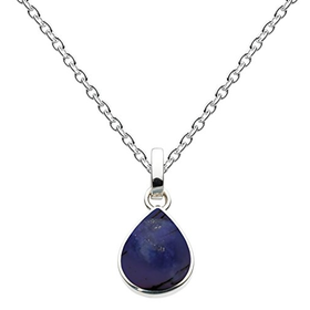 Dew Sterling Silver and Lapis Pear Necklace of 18 Inch on 45.7cm C...