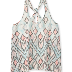 Sheer Chevron Diamond Looped Racerback Tank