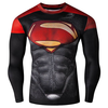 Cool 3D Superman Pattern Color Block Skinny Round Neck Long Sleeves Quick-Dry T-Shirt For Men