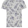 Grey Floral Peacock Print T-Shirt