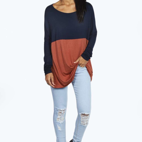 Edith Contrast Panel Batwing Top