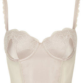 Satin and Lace Bralet - White