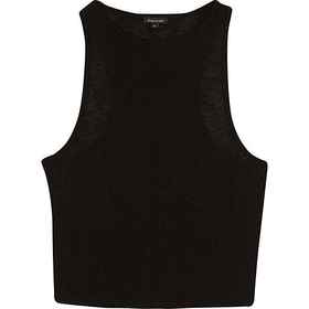 River Island Womens Black racer back crop top