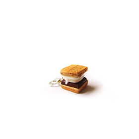 Smore Campfire Sandwich Charm, Miniature Food Jewelry, Polymer Clay S'mores Food Charm