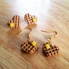 Sweet Heart Waffle Earrings - Waffle Earrings-Food Earrings-Waffle Jewelry-Waffles-Food Jewelry-Mini
