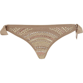 River Island Womens Gold studded bikini brief