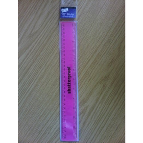Pink Shatterproof 12" 30cm Plastic Ruler