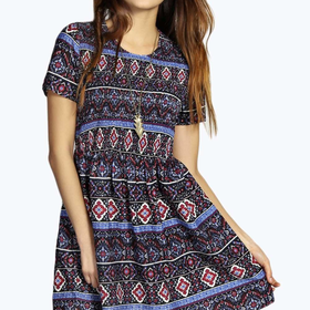 Caia Multi Print Woven Smock Dress