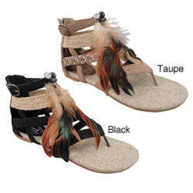 Carrini Women's Feather Gladiator Sandals | Overstock.com