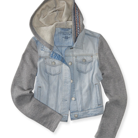 Aeropostale Light Wash Pieced Denim Jacket